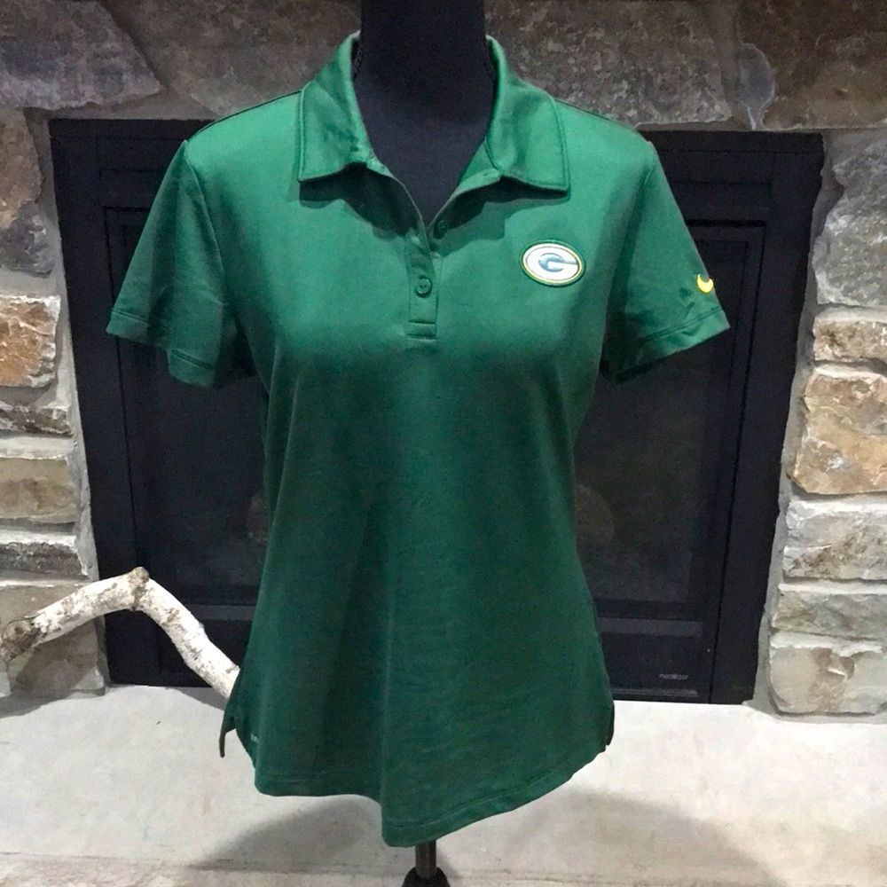 NFL Team Apparel GREEN BAY PACKER Women's Dri-Fit Collared Shirt, Large, Green